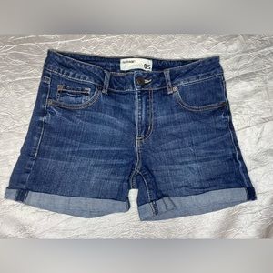 Garage cotton & Lycra blue jean/ denim shorts cuffed hem